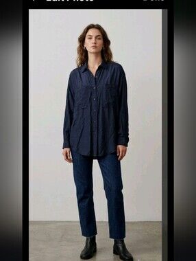 Vintage Nuggets Silk Button Down Shirt M Womens 90s Minimalist Sustainable #300L
